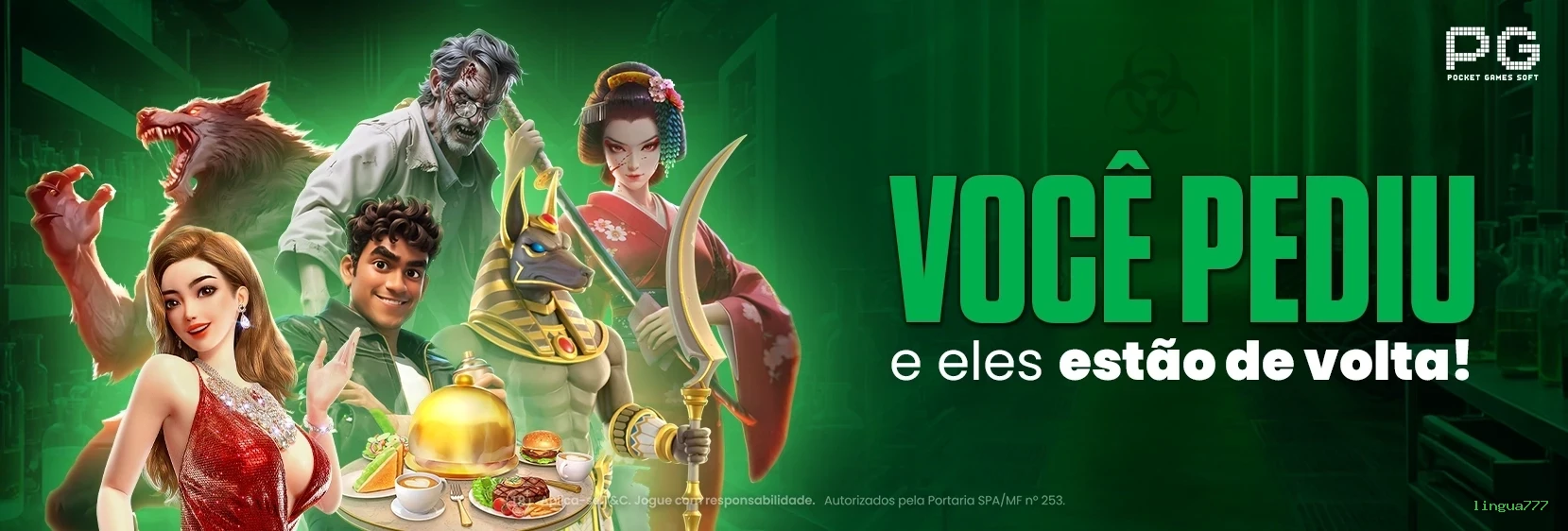 Imagem promocional do cassino online da lingua777 mostrando jogos ao vivo
